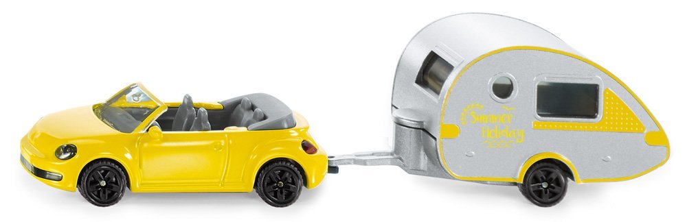 Siku Yellow Beetle & Caravan 1:87 Scale
