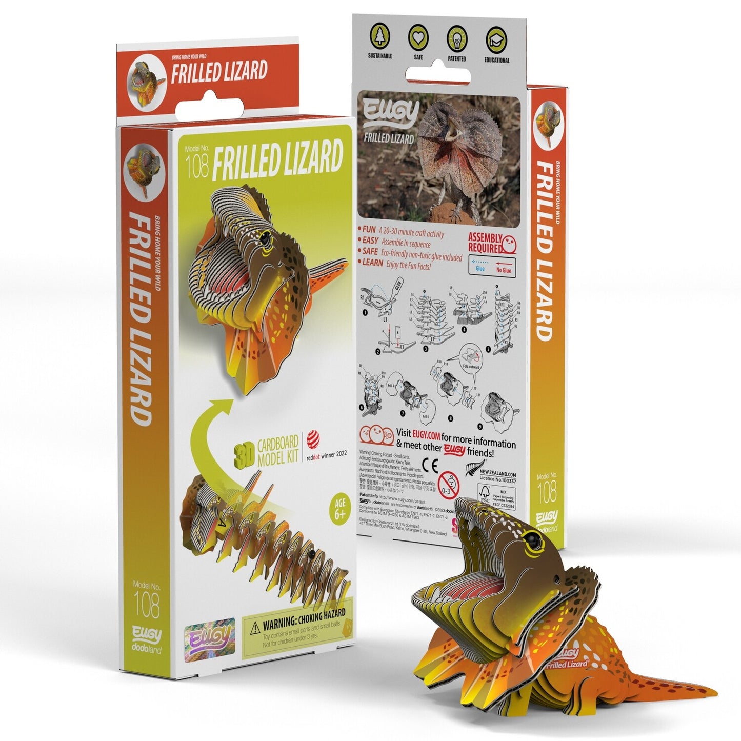 EUGY Frilled Lizard 3D Model Craft Kit