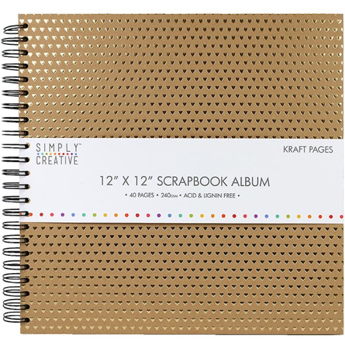 Scrapbook Album 12X12 Kraft Hearts
