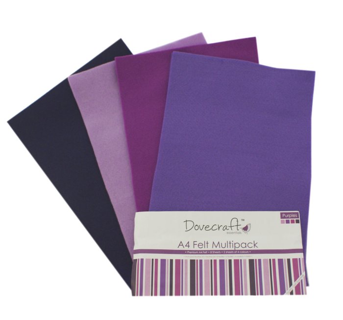 Dovecraft A4 Felt Purples 8pk