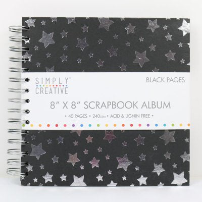 Scrapbook Album 8X8 Black & Stars