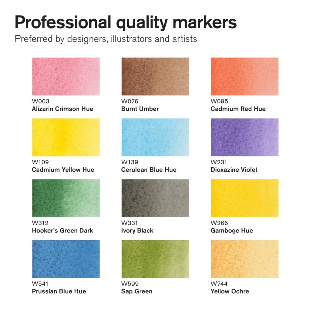 Promarker Watercolour Basic Tones 12pk