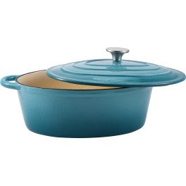 30cm Teal Oval Casserole Cast Iron