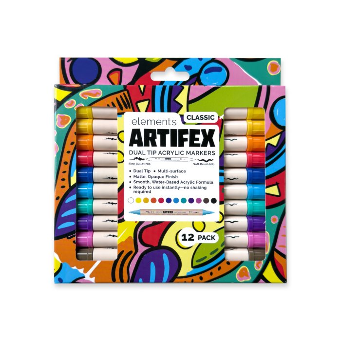 Artifex Twin Tip Markers 12pk Classic Colours