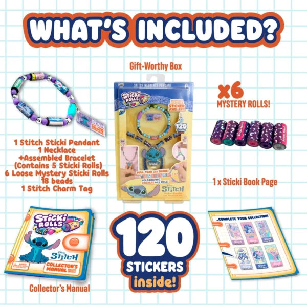 Disney Stitch Sticki Rolls Sticker Jewellery Making Set.