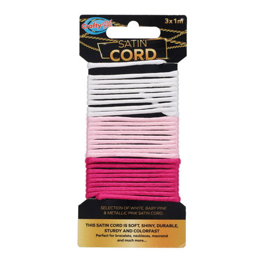 Satin Cord 3x1m 2 Pink 1 White