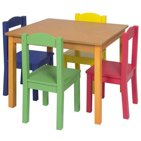 Melissa & Doug Table & 4 Chairs Wooden Primary Colours