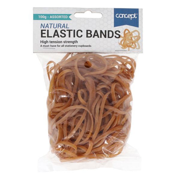 Concept 100g Bag Elastic Bands AsstortedSizes