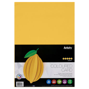 A4 Card Lemon 160gsm 50pk