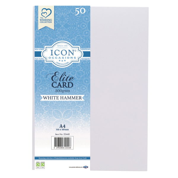A4 300gsm White Hammer Finish Card 50pk