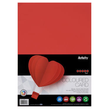 A4 Card Red 160gsm 50pk