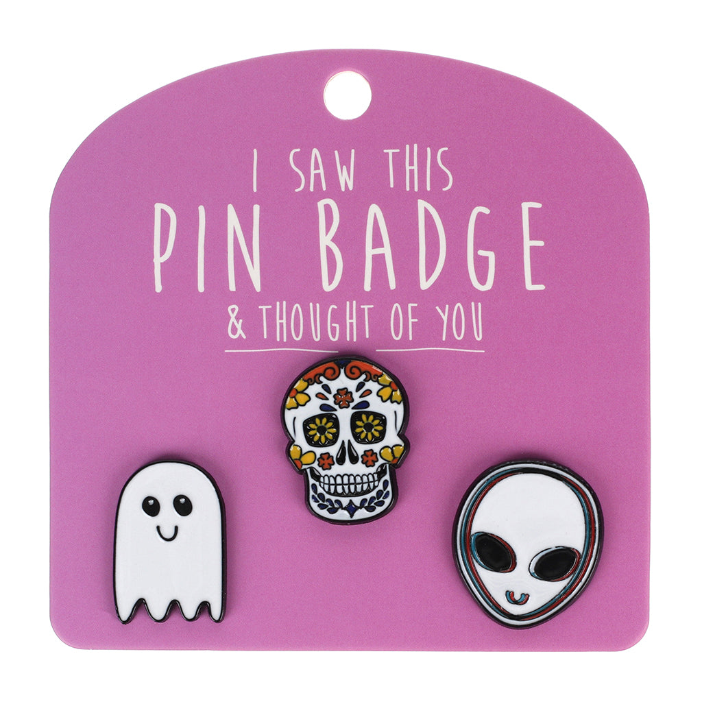 Pin Badge Skull, Ghost, Alien