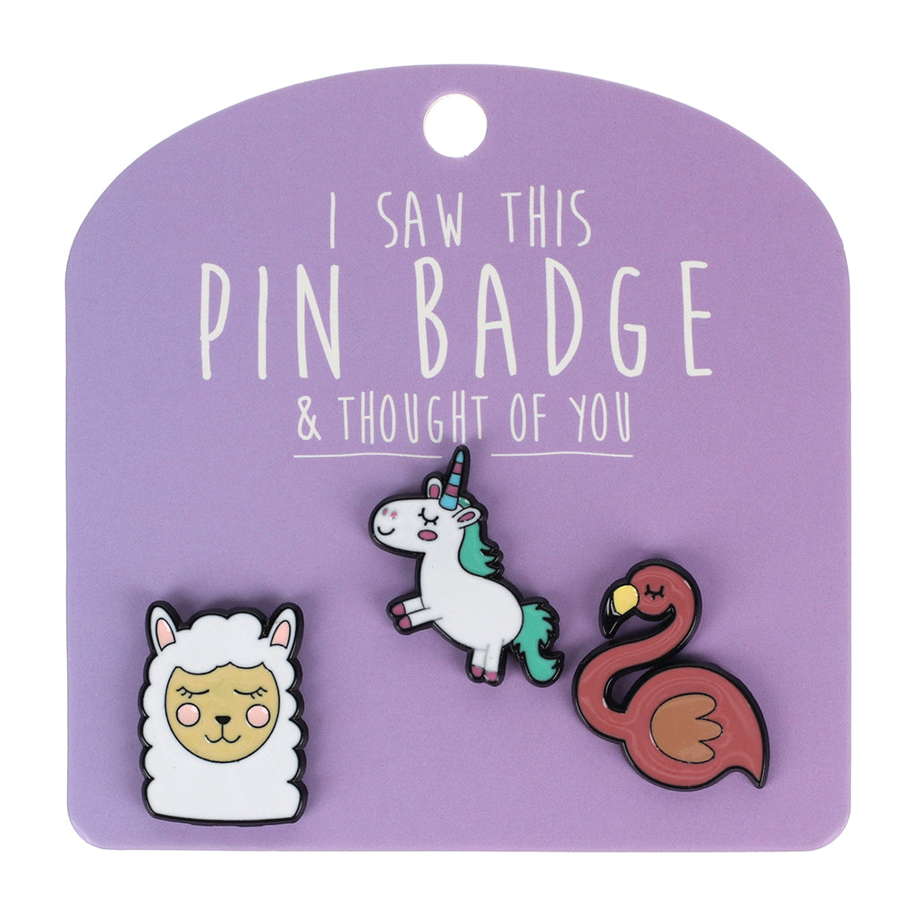 Pin Badge Unicorn, Llama & Fla