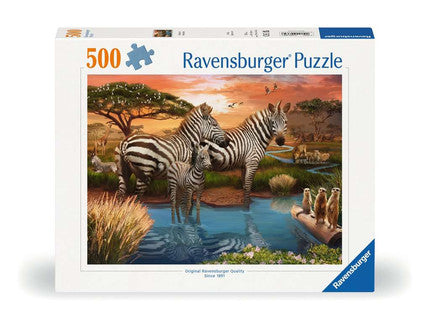 Ravensburger Zebras At The Waterhole 500 Piece Jigsaw Puzzle
