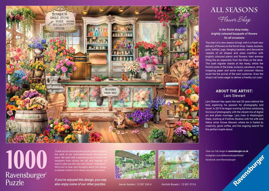 Ravensburger All Seasons Flower Shop 1000 Piece Jigsaw Puzzle