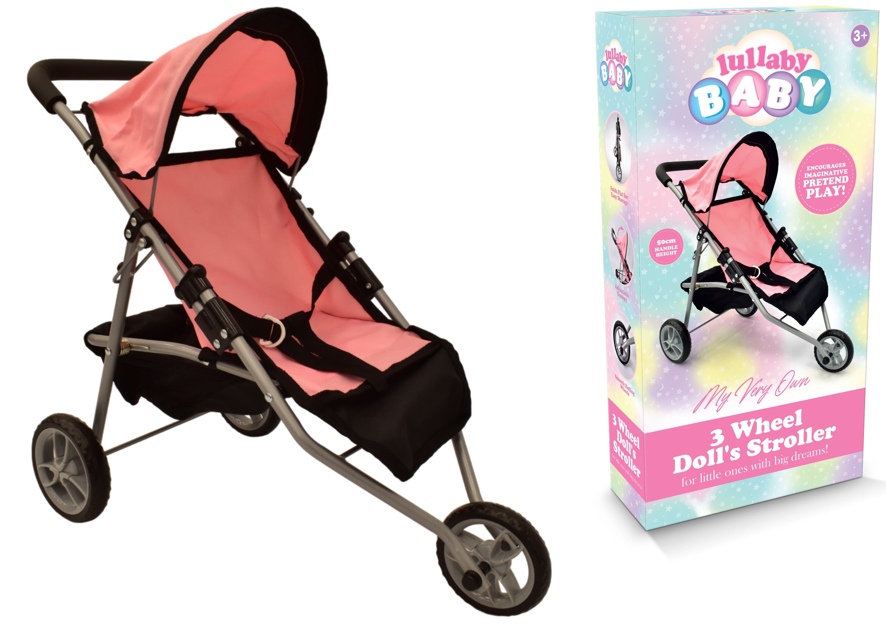 Pink 3 wheel stroller best sale