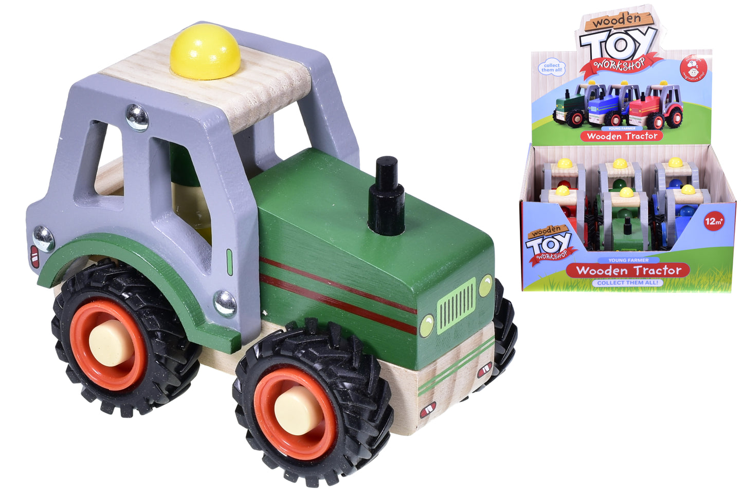 WOODEN TRACTOR 3 ASST
