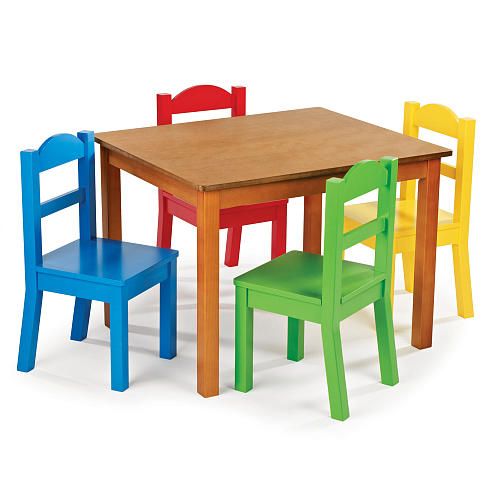 Melissa & Doug Table & 4 Chairs Wooden Primary Colours