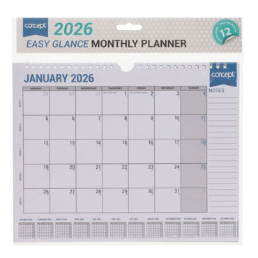 2026 Calendar Easy Glance Monthly Planner