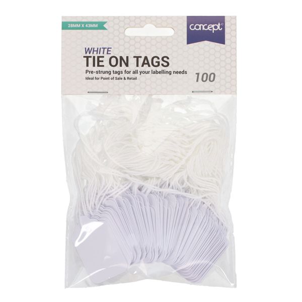 Concept 100pk Strung Tags - 28X43mm