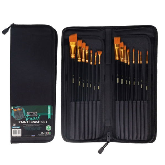 Icon 16pc Travel Paint Brush Set