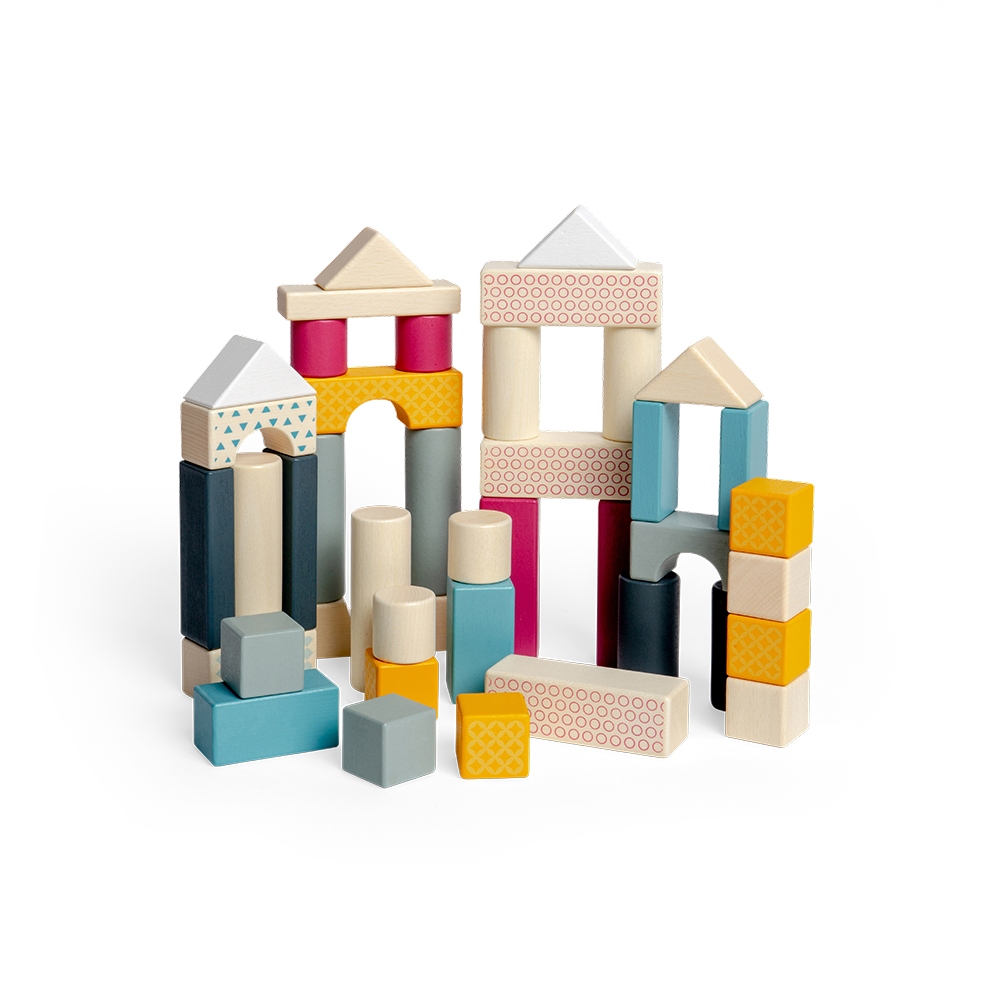 Drum of 50 Wooden Blocks