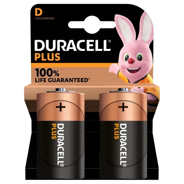 Duracell Plus Battery D 2pk