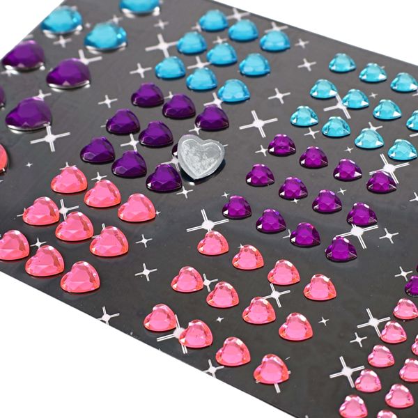 Gem Stones Hearts Coloured 120pk Assorted
