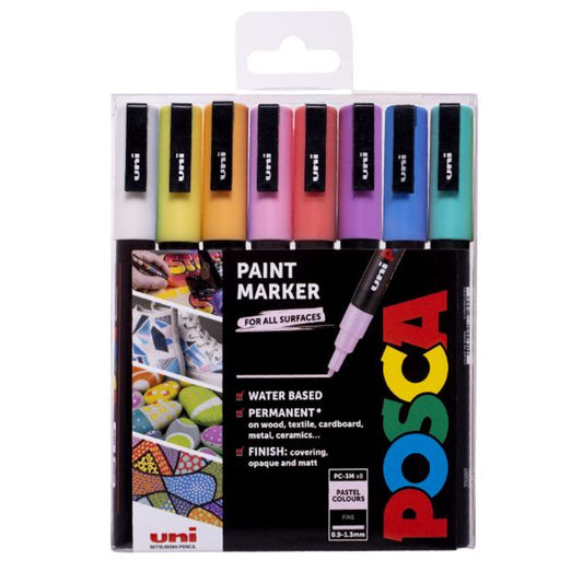 Posca Markers Fine Nib Pastel Colours 8 Pack