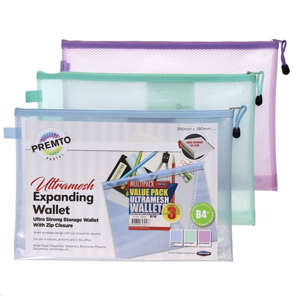 Premto Pastel B4+ Ultramesh Expanding Wallet 3pk