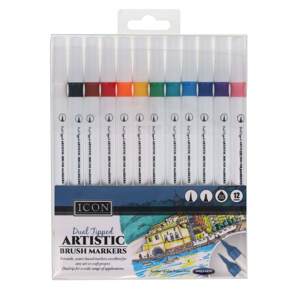 Icon 12pk Of Dual Tipped Artistic Brush Markers