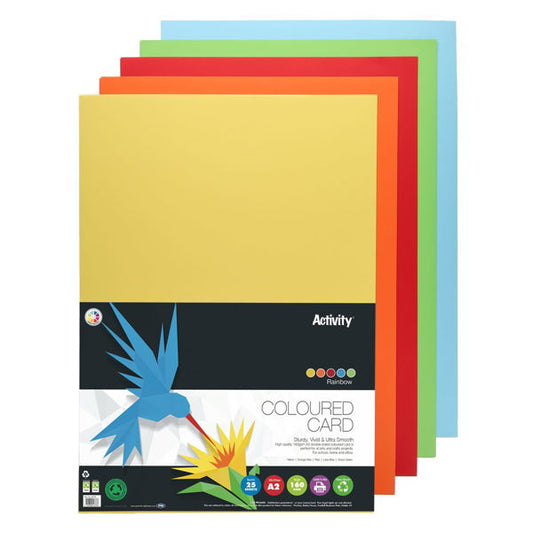 A2 160gsm Card Coloured Sheets 25Pk