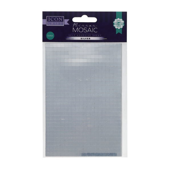 Mirror Mosaic Self Adhesive Sheet Silver 5mm