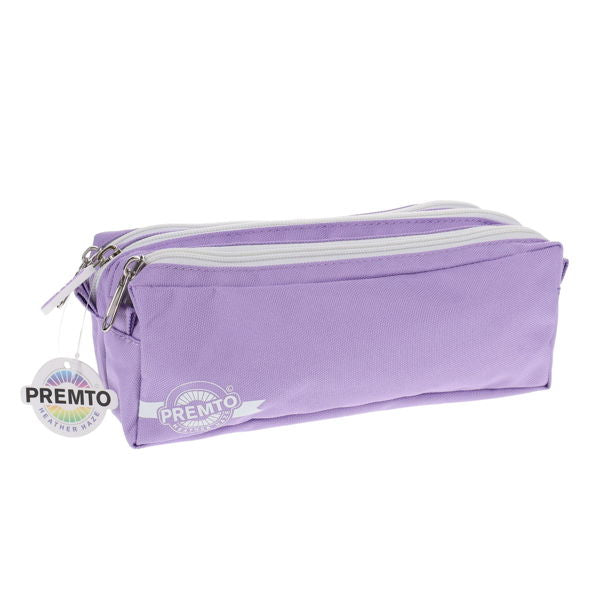 Premto Pastel 3 Pocket Pencil Case Heather Haze