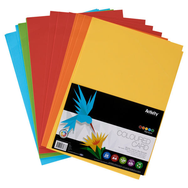 A4 Card Rainbow Bright 160gsm 50pk