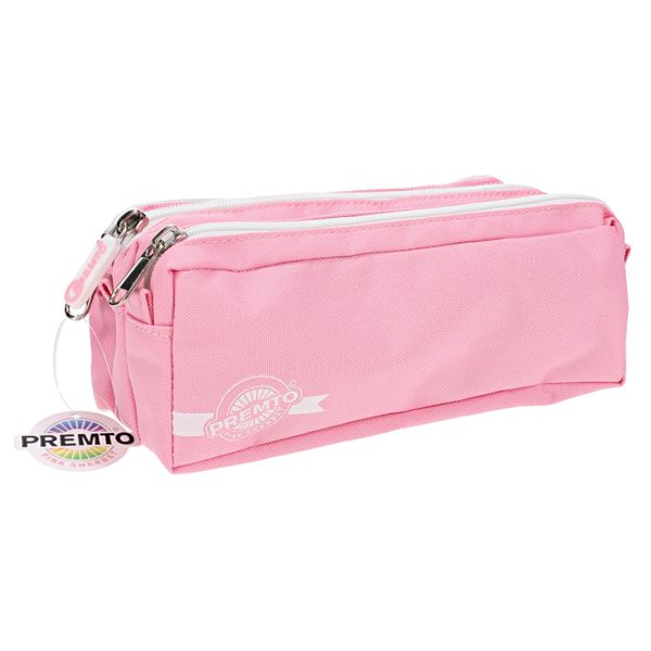 Premto Pastel 3 Pocket Pencil Case Pink Sherbet