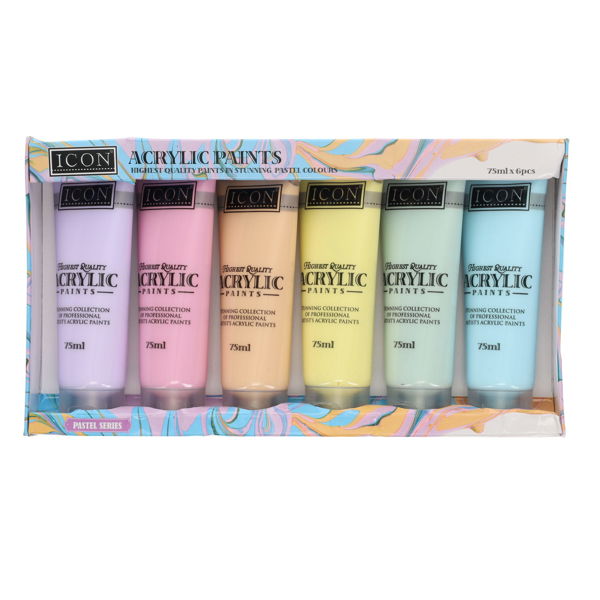 Icon Acrylic Paints Pastels 6x75ml