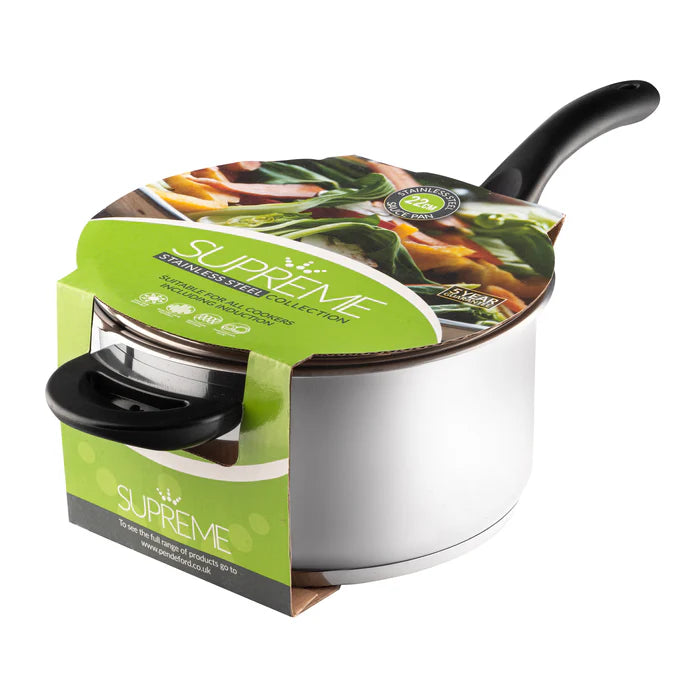 22cm Stainless Steel Sauce Pan With Lid Supreme