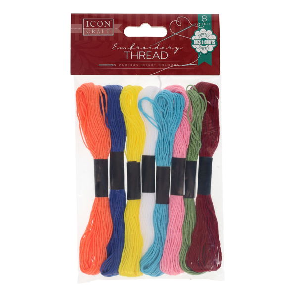 Icon Embroidery Thread 8 Assorted Colours