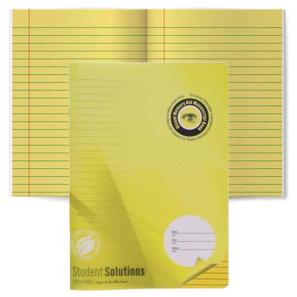 A4 120pg Durable Cover Visual Memory Aid Manuscript Book - Yellow