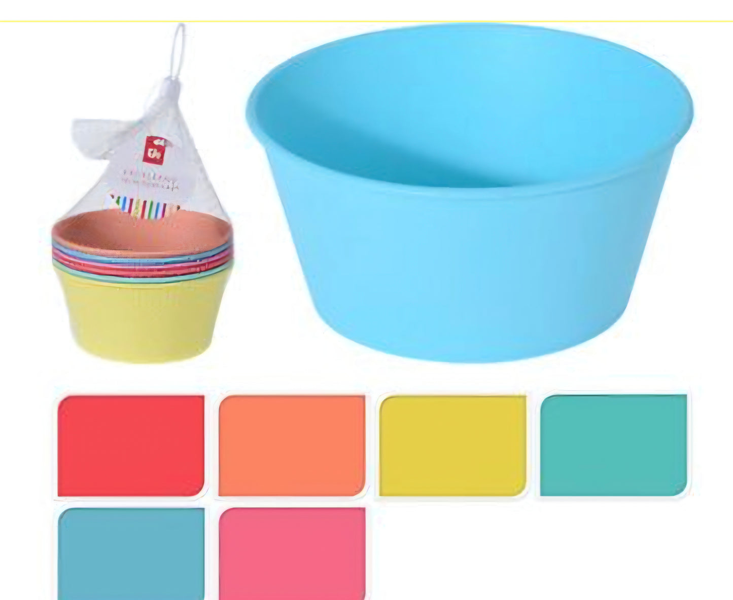 Coloured Plastic Bowls 400ml 6pc