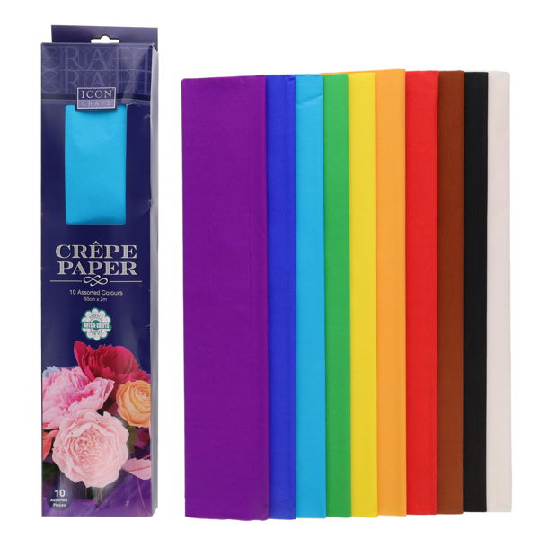 Icon Crepe Paper 10pk Assorted Colours