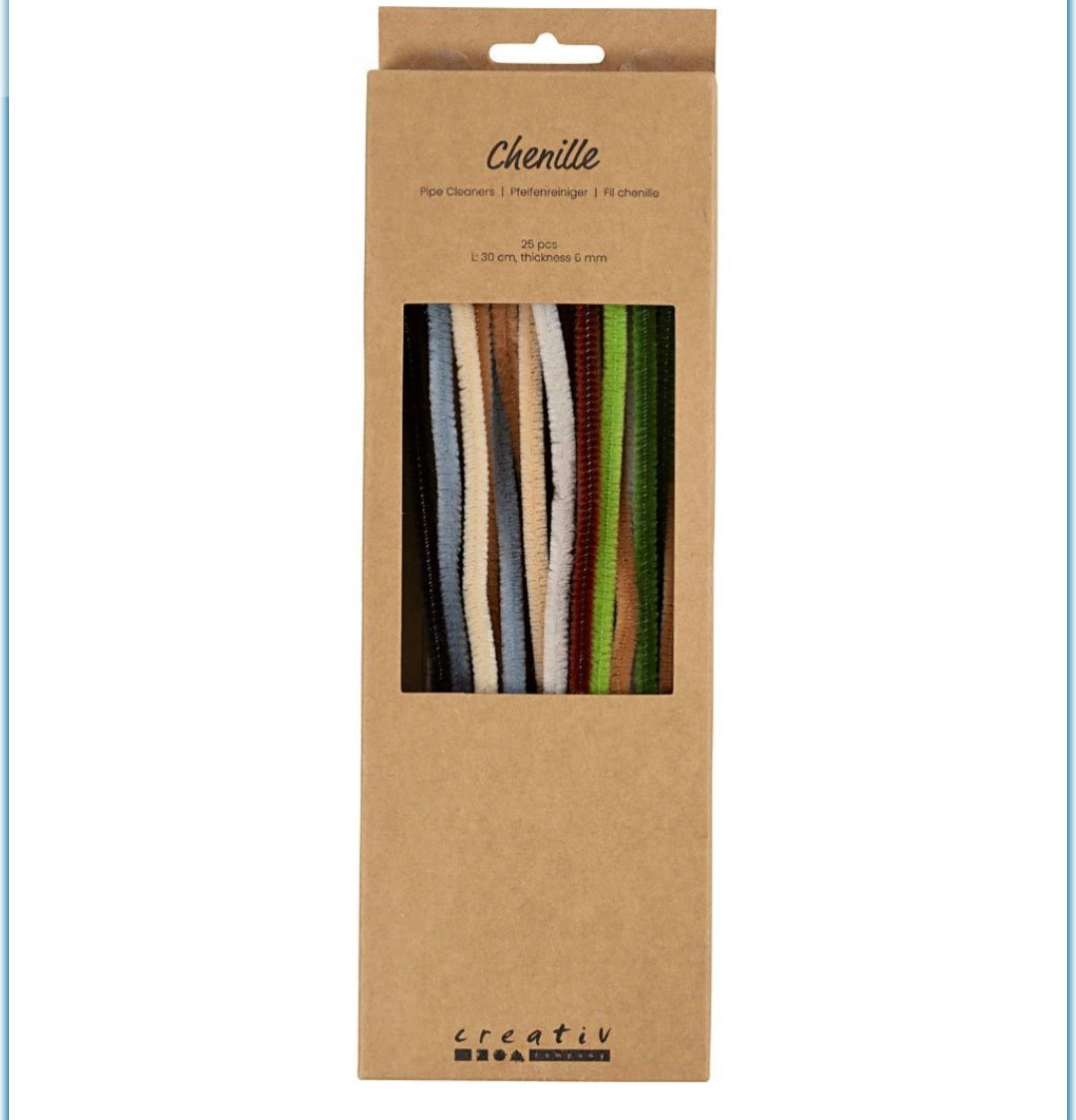 25 Assorted Natural Pipe Cleaners 30cm