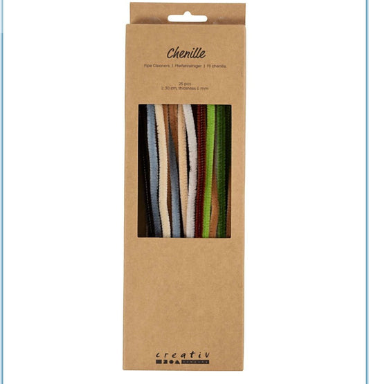 25 Assorted Natural Pipe Cleaners 30cm