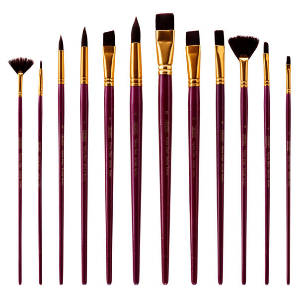 Icon
12Pce Long Handle Brush Set - Firm Burgundy