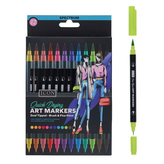 Icon
12pk Quick Drying Art Markers - Spectrum