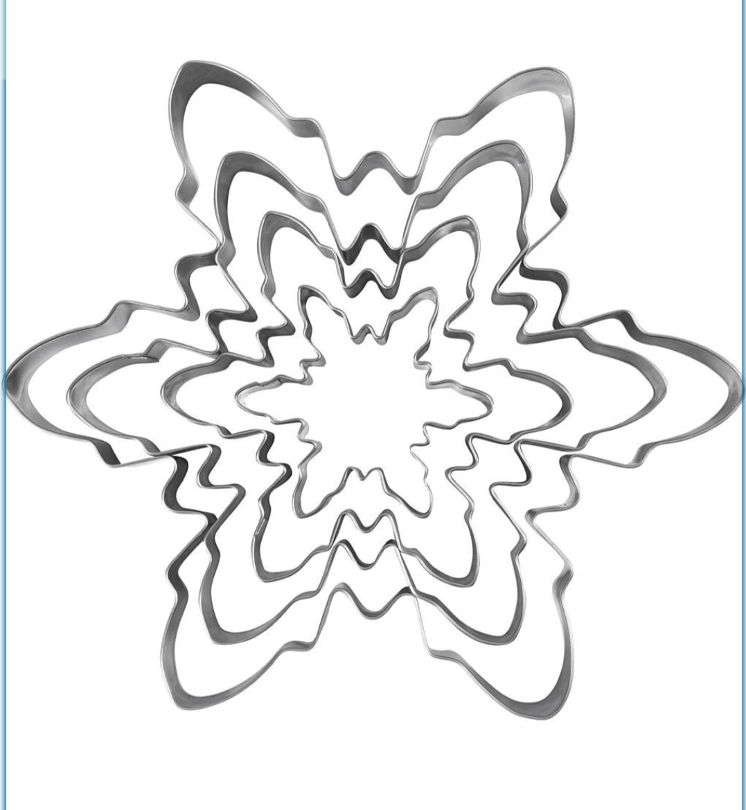 Snowflake Cookie Cutters 5pk, H: 2,5 cm, size 6-16,5 cm