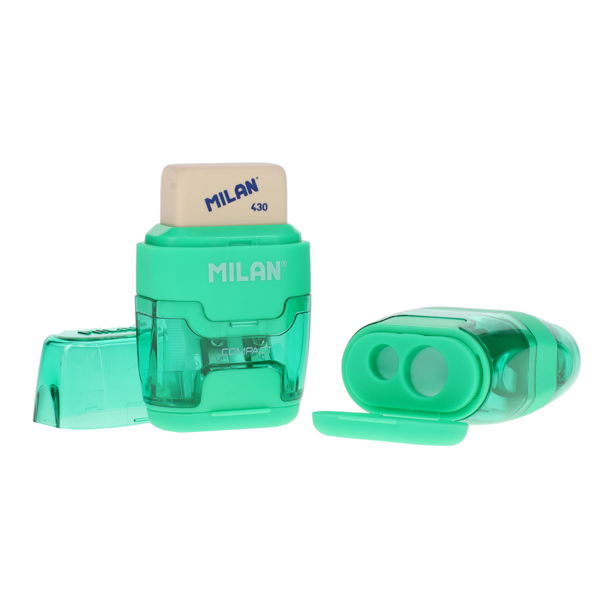 Milan Compact Twin Hole Sharpener & Eraser - 4 Asst