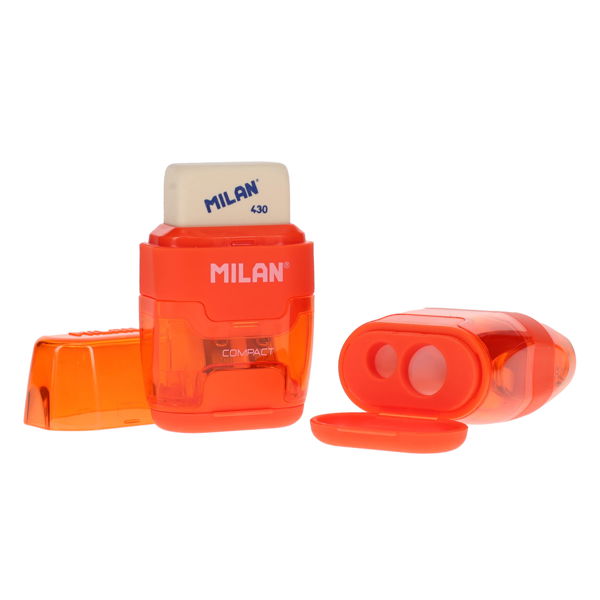 Milan Compact Twin Hole Sharpener & Eraser - 4 Asst