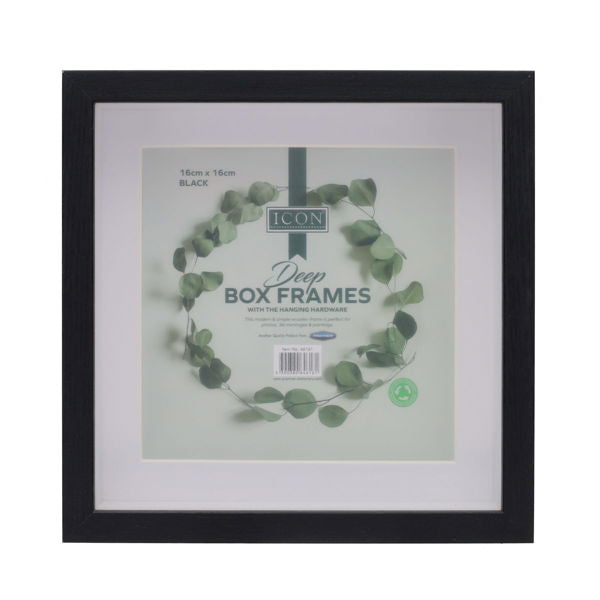 16x16cm Deep Box Photo Frame Black